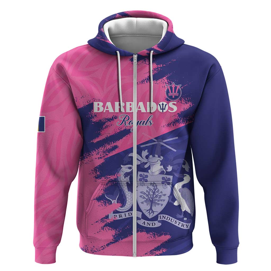 Custom Barbados Royals Cricket Hoodie Coat Of Arms Pink - Blue Color LT15