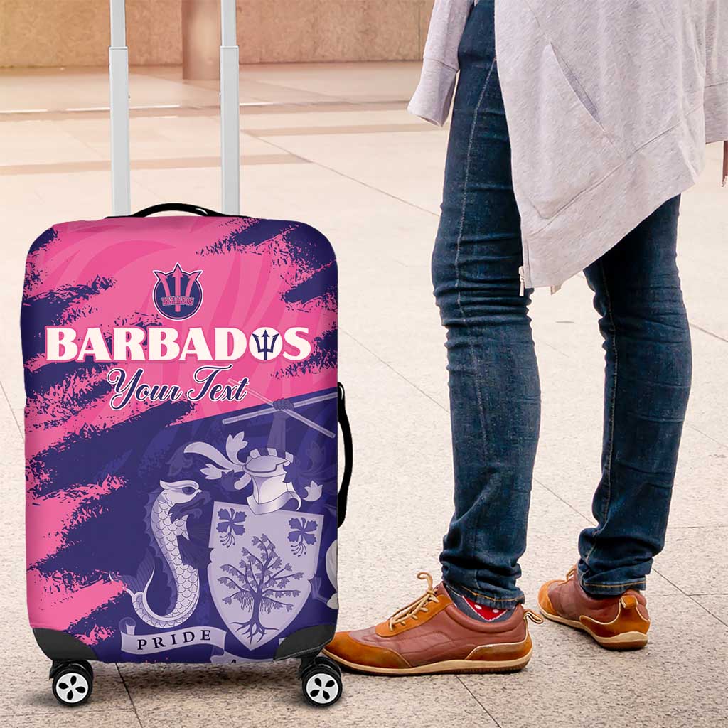 Custom Barbados Royals Cricket Luggage Cover Coat Of Arms Pink - Blue Color LT15