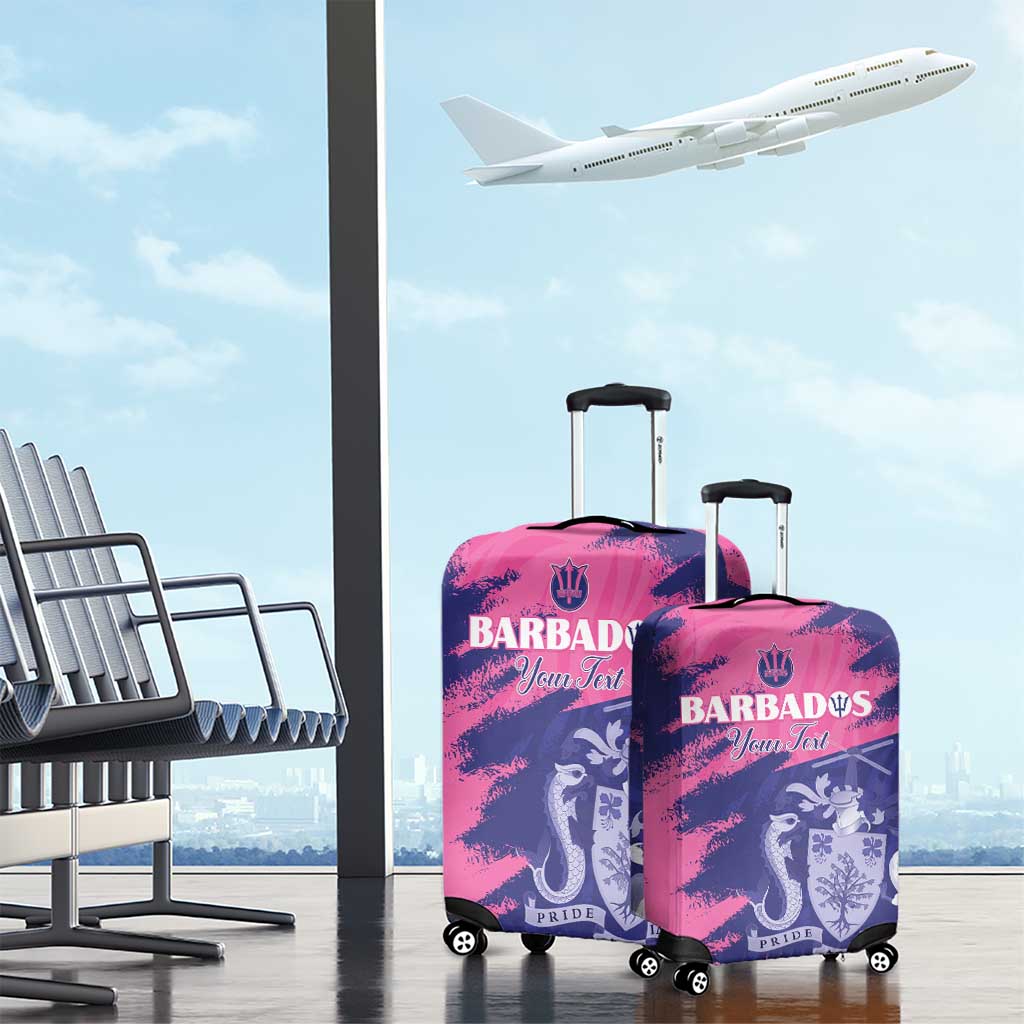 Custom Barbados Royals Cricket Luggage Cover Coat Of Arms Pink - Blue Color LT15