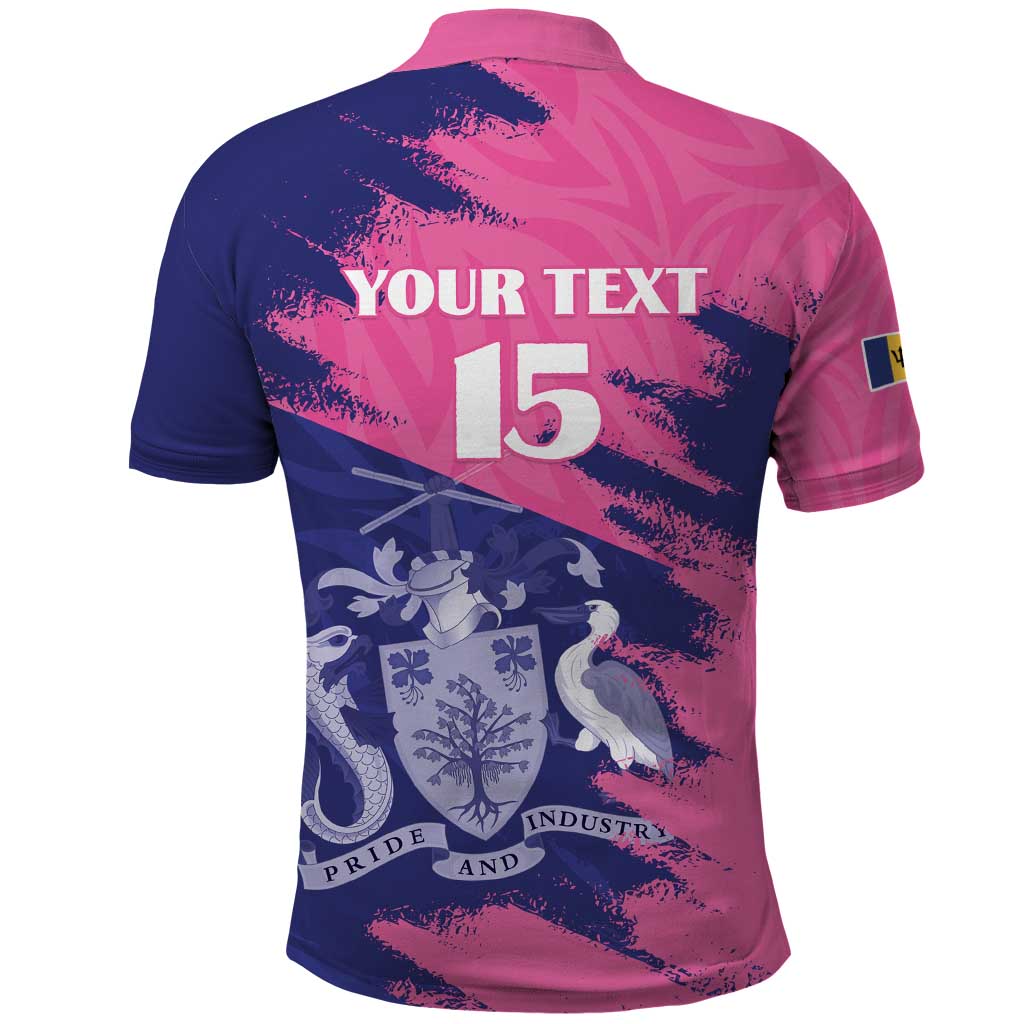 Custom Barbados Royals Cricket Polo Shirt Coat Of Arms Pink - Blue Color LT15