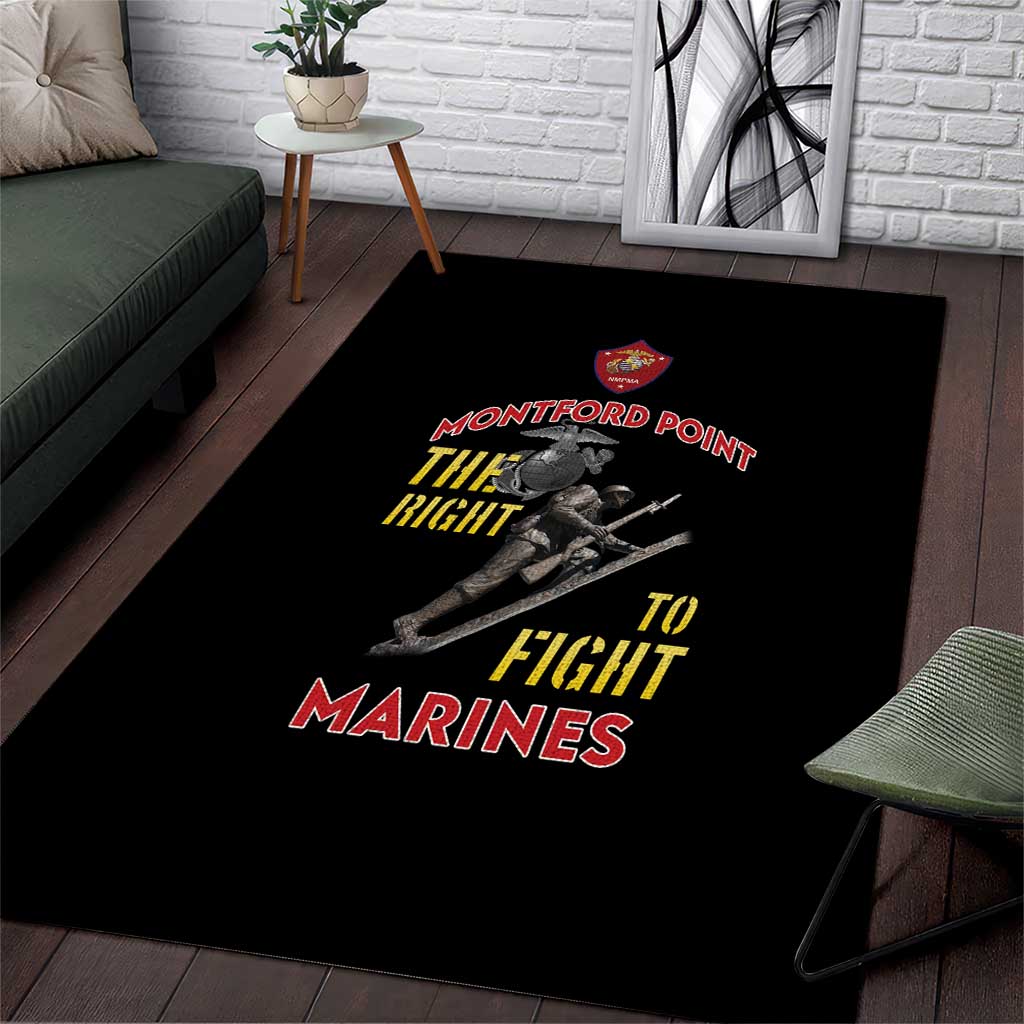 African American Heroes Area Rug Montford Point Marines - Black LT15