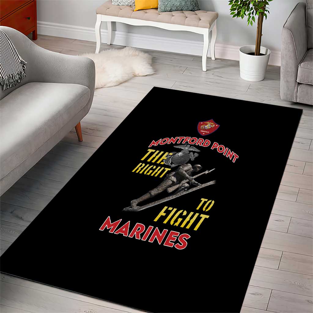African American Heroes Area Rug Montford Point Marines - Black LT15