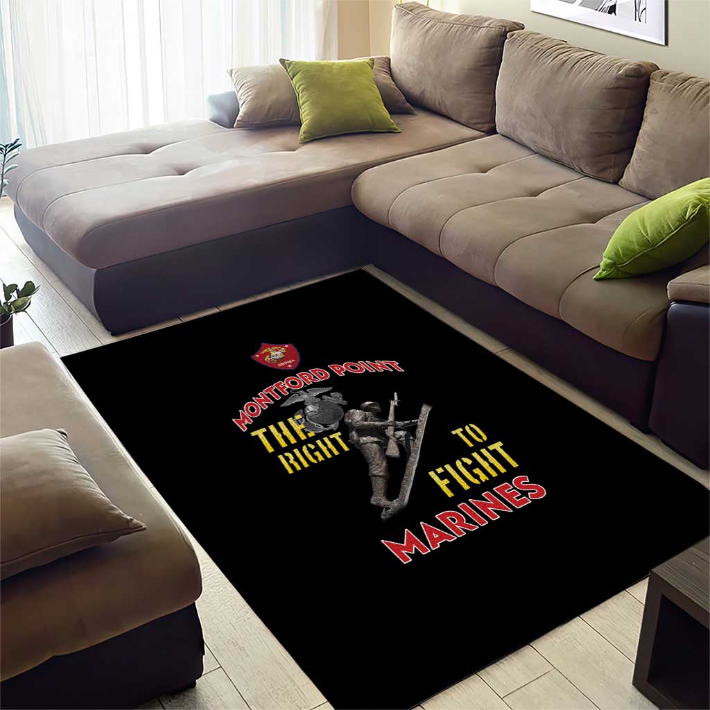 African American Heroes Area Rug Montford Point Marines - Black LT15