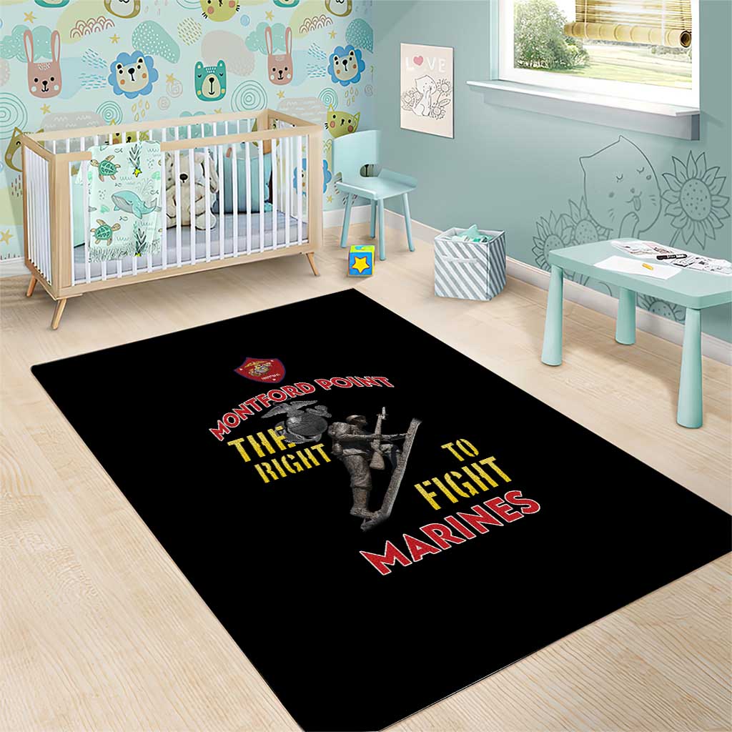 African American Heroes Area Rug Montford Point Marines - Black LT15