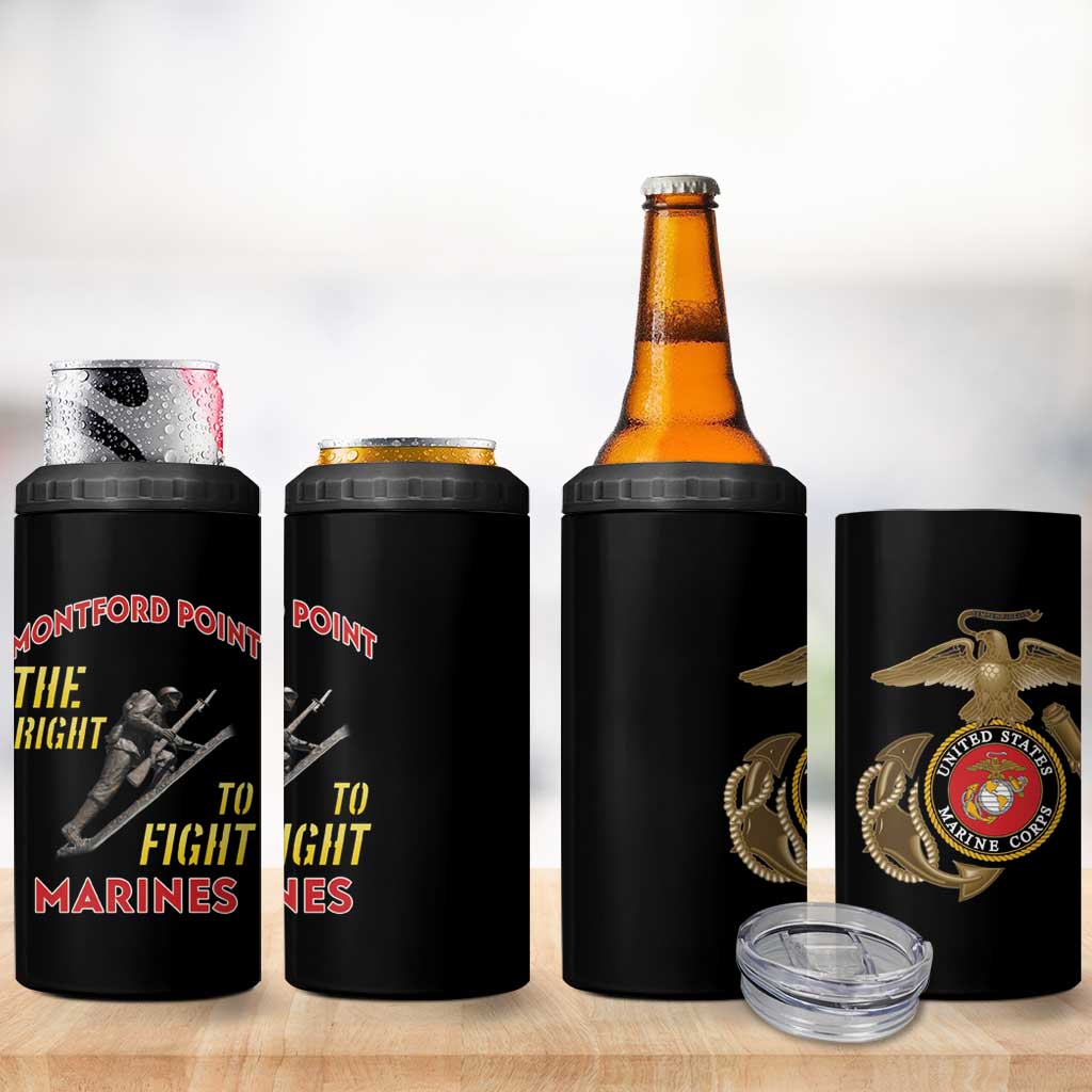 African American Heroes 4 in 1 Can Cooler Tumbler Montford Point Marines - Black LT15