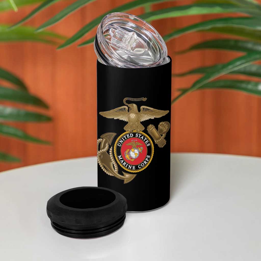 African American Heroes 4 in 1 Can Cooler Tumbler Montford Point Marines - Black LT15