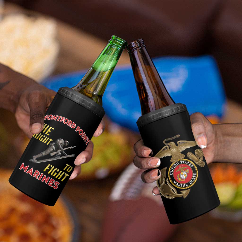 African American Heroes 4 in 1 Can Cooler Tumbler Montford Point Marines - Black LT15