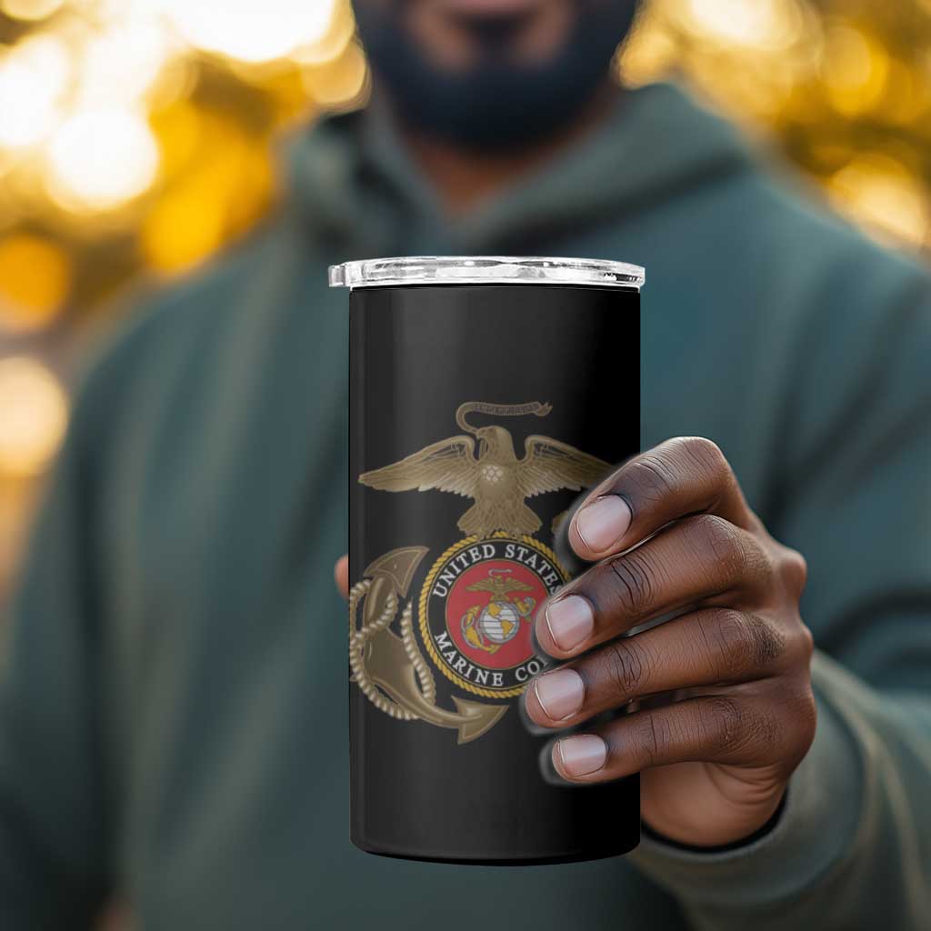 African American Heroes 4 in 1 Can Cooler Tumbler Montford Point Marines - Black LT15