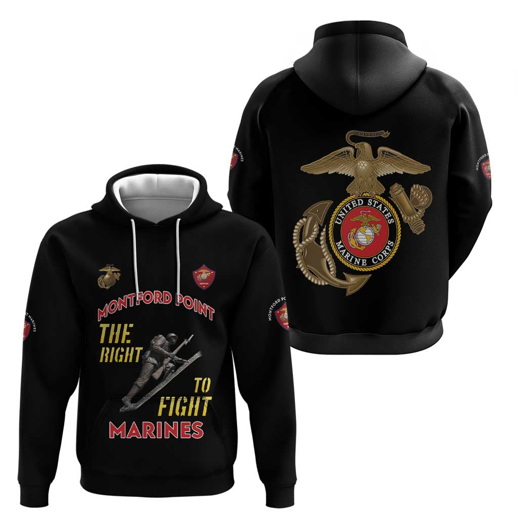 Montford Point Marines Hoodie The Right To Fight - Black LT15