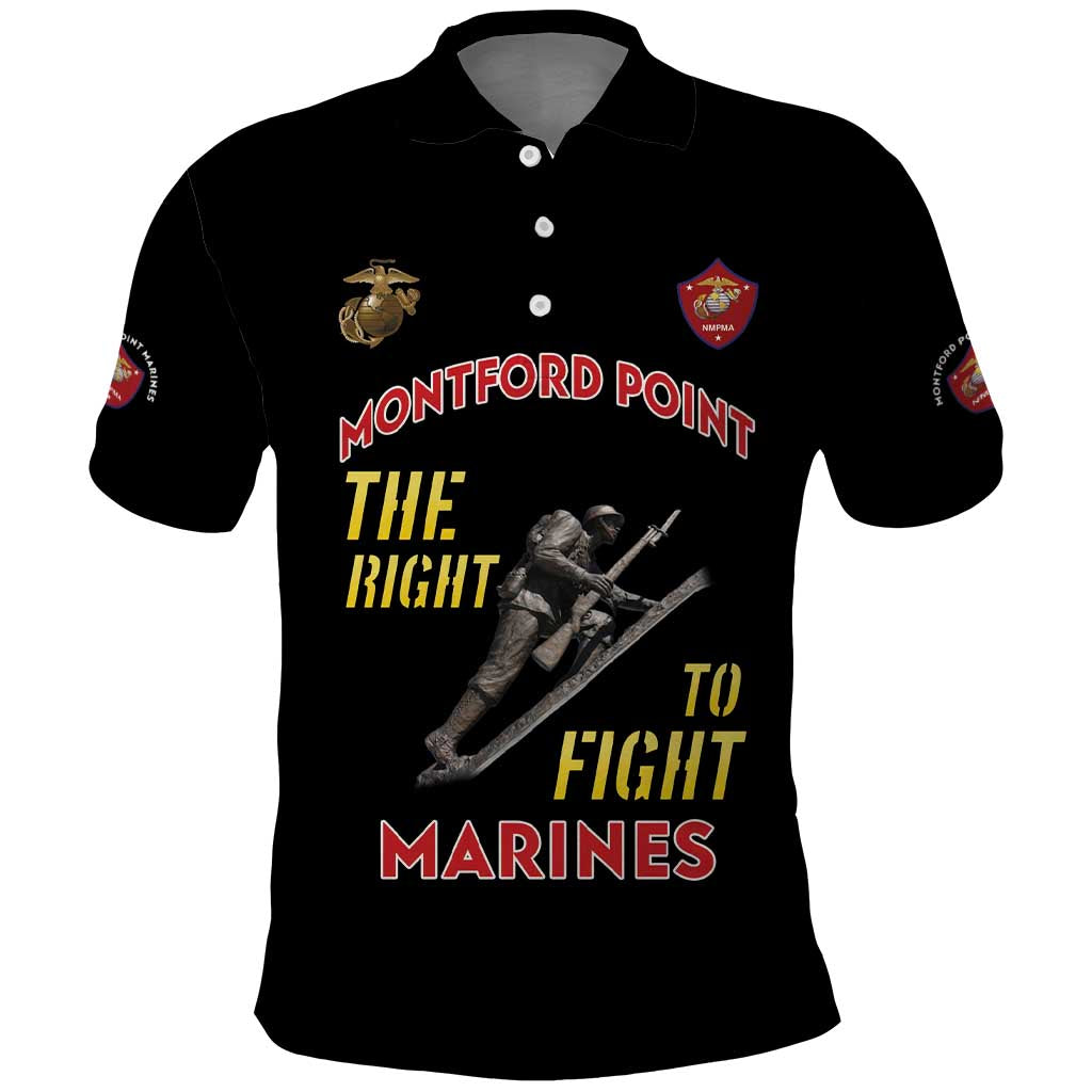 Montford Point Marines Polo Shirt The Right To Fight - Black LT15