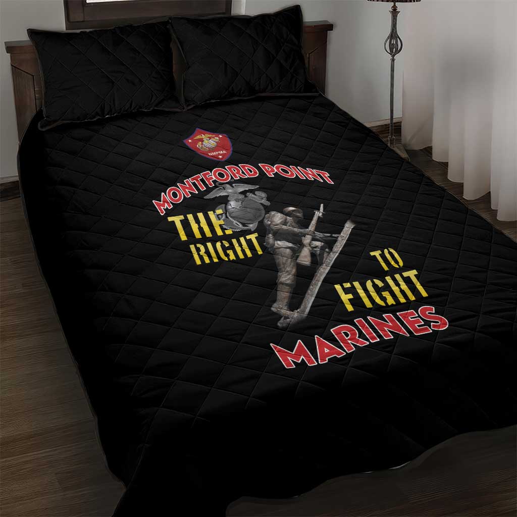 African American Heroes Quilt Bed Set Montford Point Marines - Black LT15