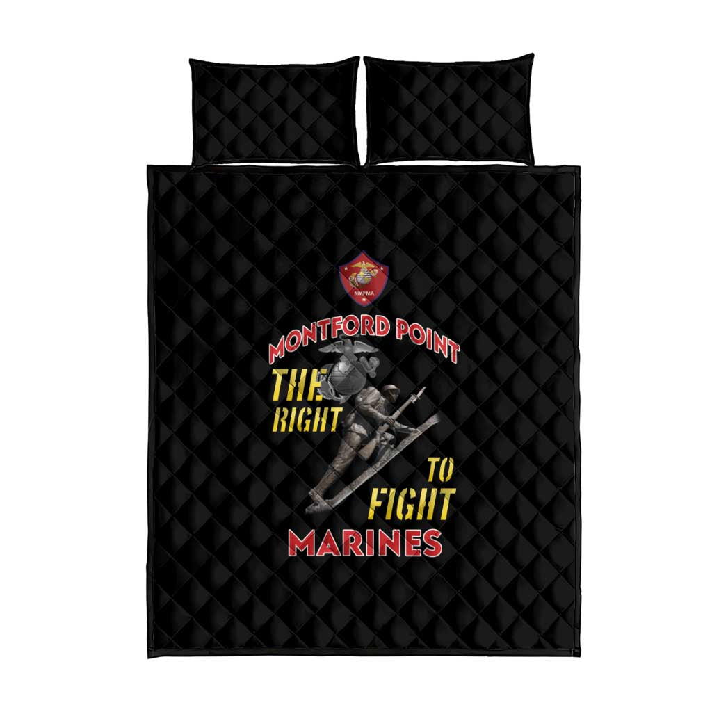 African American Heroes Quilt Bed Set Montford Point Marines - Black LT15