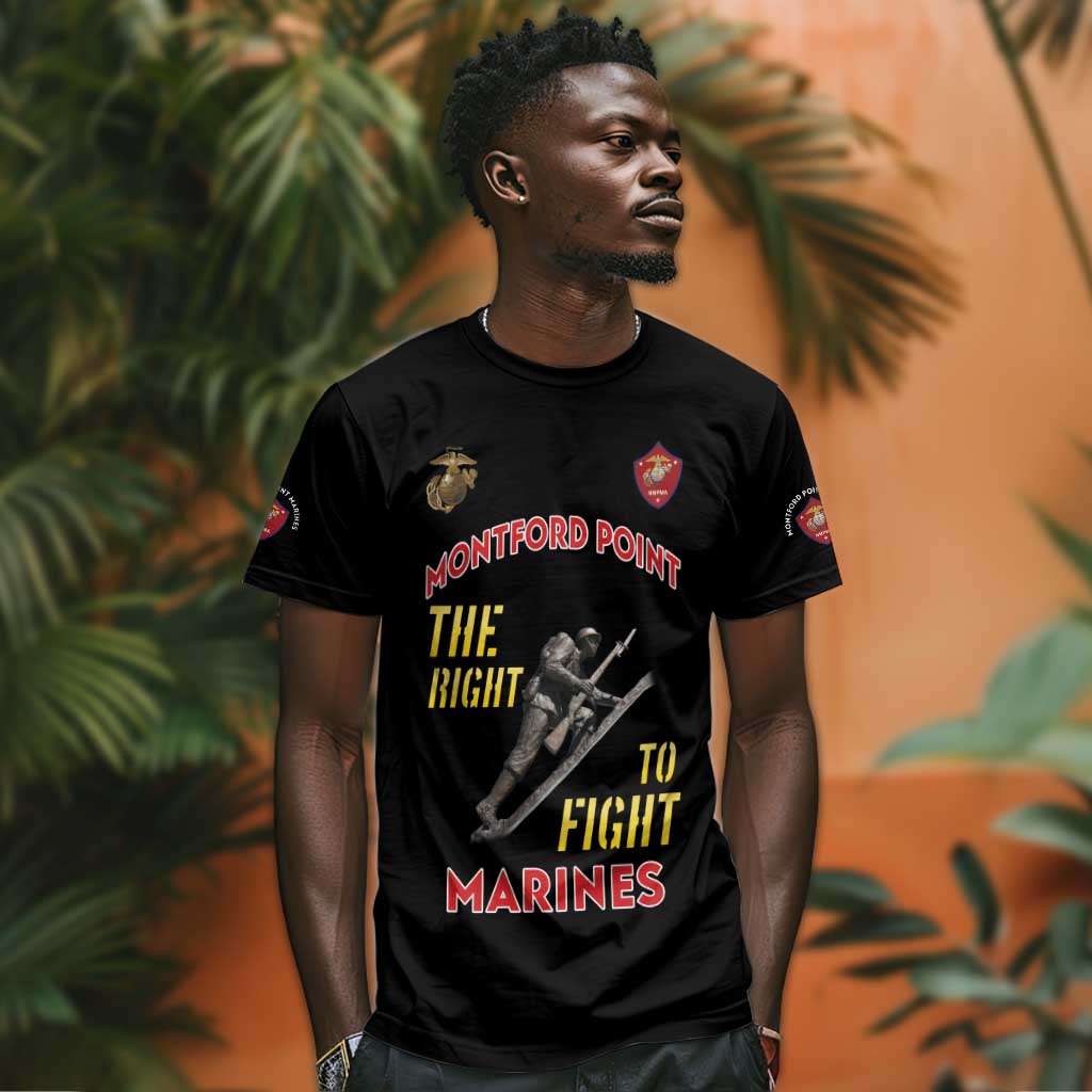 African American Heroes T shirt Montford Point Marines - Black LT15
