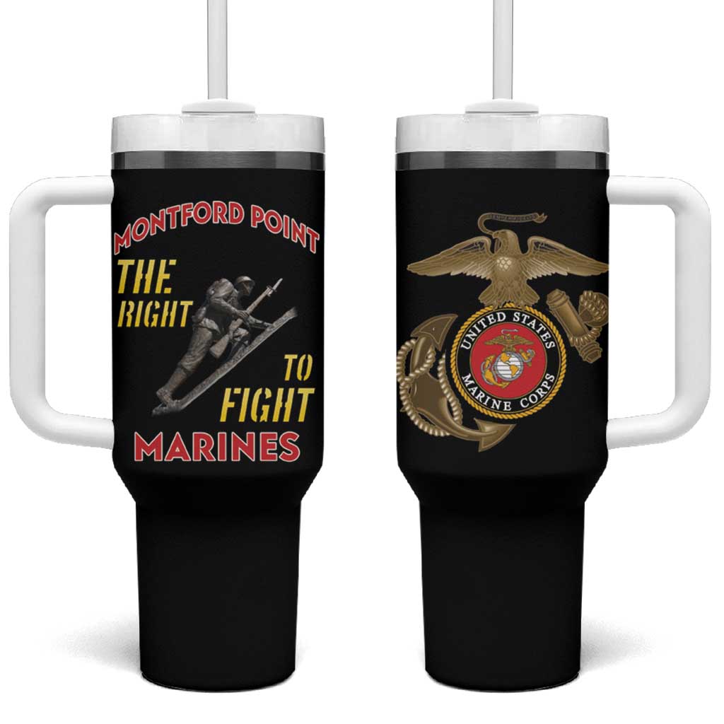 African American Heroes Tumbler With Handle Montford Point Marines - Black LT15