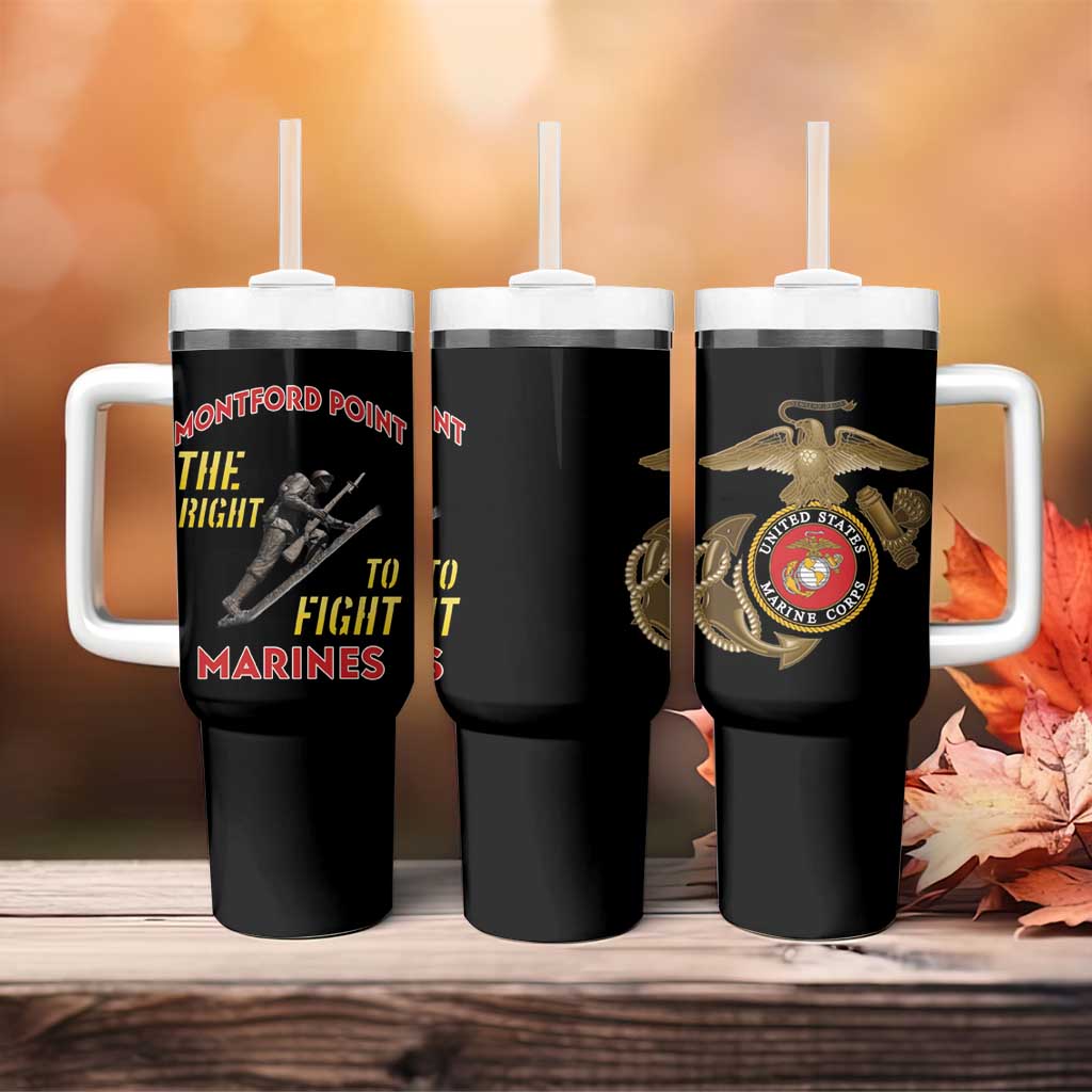 African American Heroes Tumbler With Handle Montford Point Marines - Black LT15