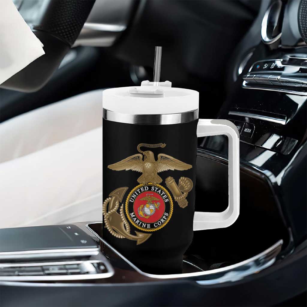 African American Heroes Tumbler With Handle Montford Point Marines - Black LT15