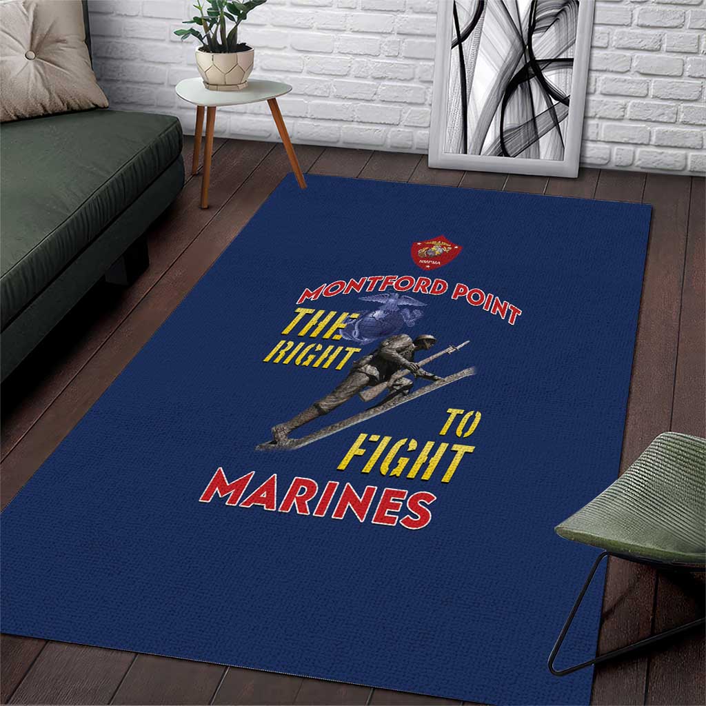 African American Heroes Area Rug Montford Point Marines - Blue LT15