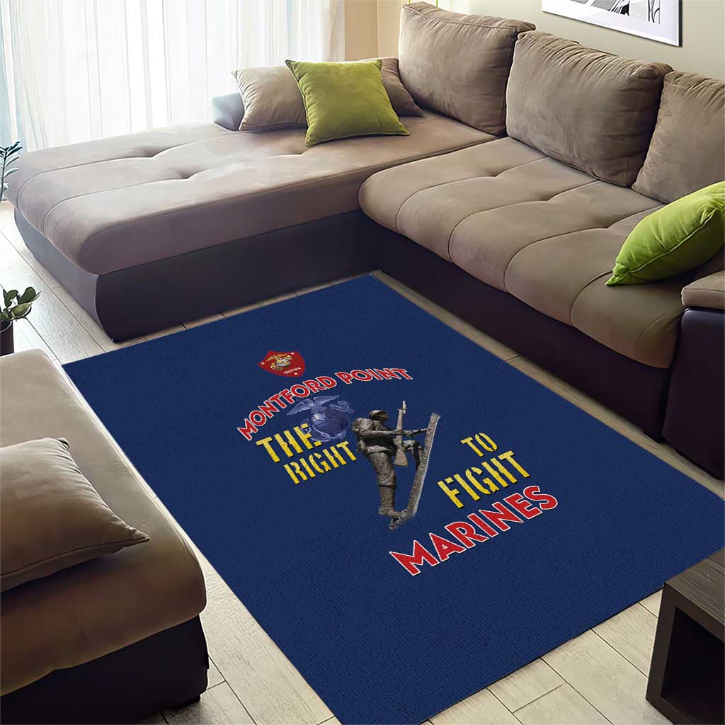 African American Heroes Area Rug Montford Point Marines - Blue LT15