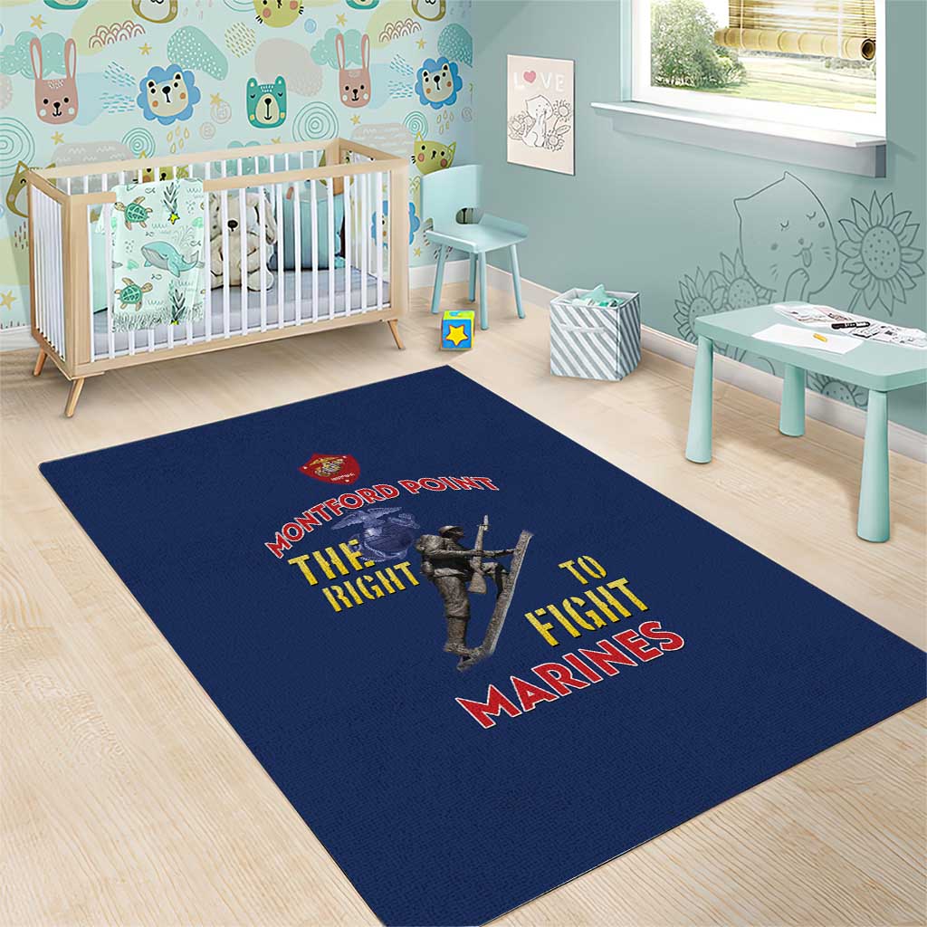 African American Heroes Area Rug Montford Point Marines - Blue LT15
