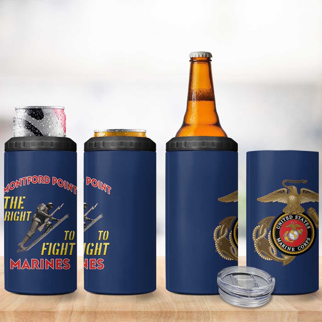 African American Heroes 4 in 1 Can Cooler Tumbler Montford Point Marines - Blue LT15