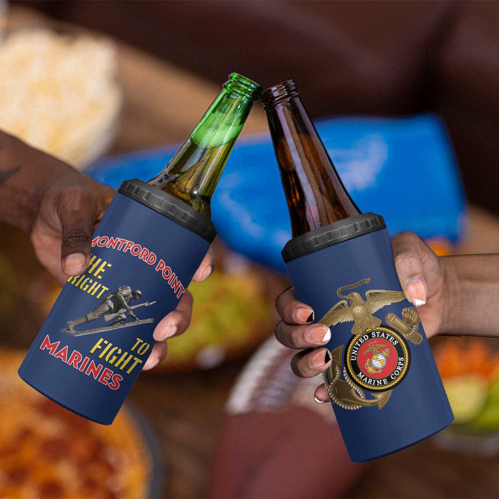African American Heroes 4 in 1 Can Cooler Tumbler Montford Point Marines - Blue LT15
