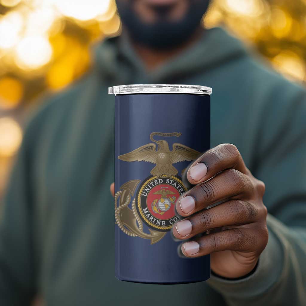 African American Heroes 4 in 1 Can Cooler Tumbler Montford Point Marines - Blue LT15