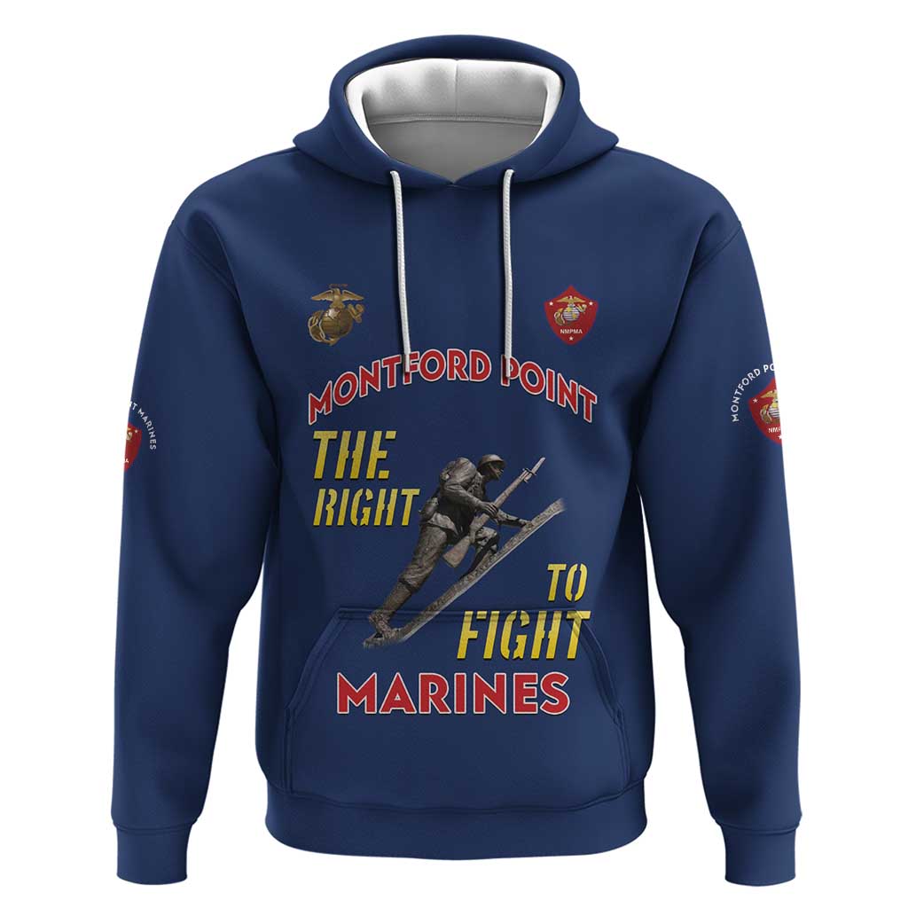 Montford Point Marines Hoodie The Right To Fight - Blue LT15