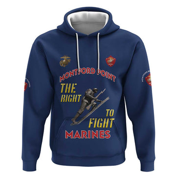 Montford Point Marines Hoodie The Right To Fight - Blue LT15