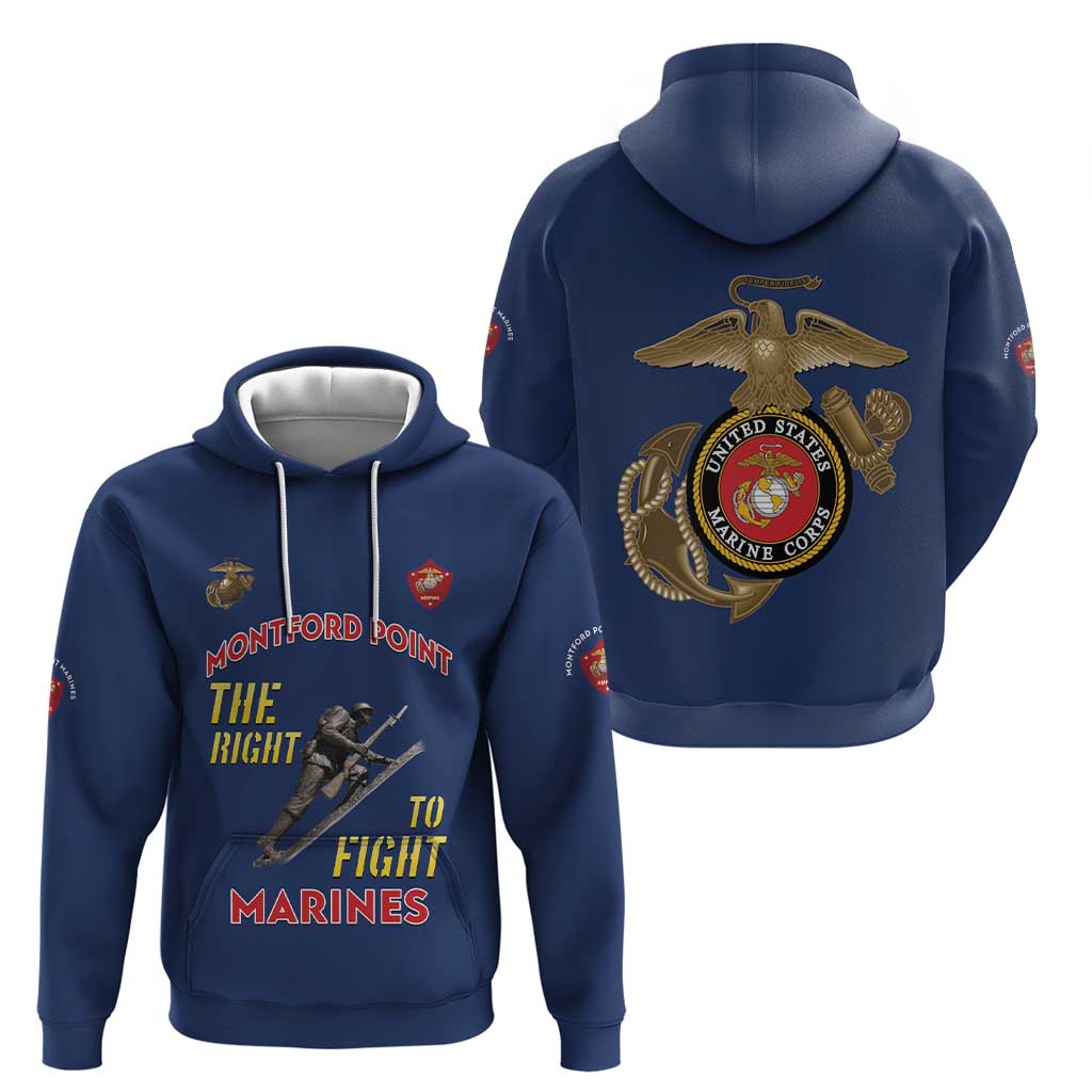 Montford Point Marines Hoodie The Right To Fight - Blue LT15