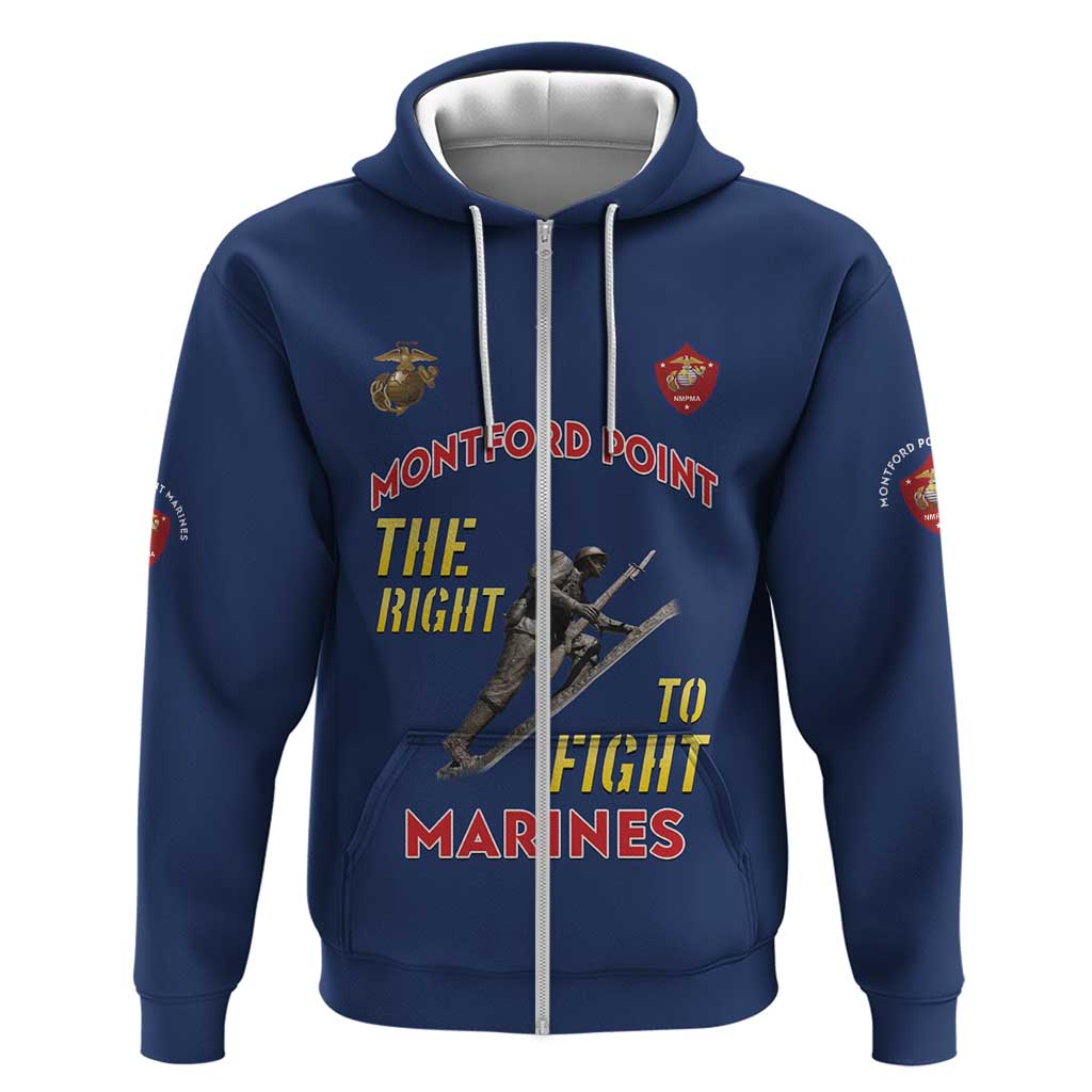 Montford Point Marines Hoodie The Right To Fight - Blue LT15
