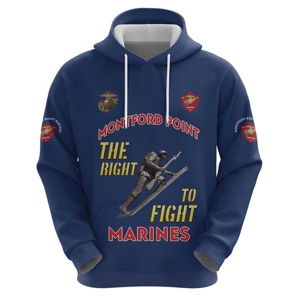 Montford Point Marines Hoodie The Right To Fight - Blue LT15