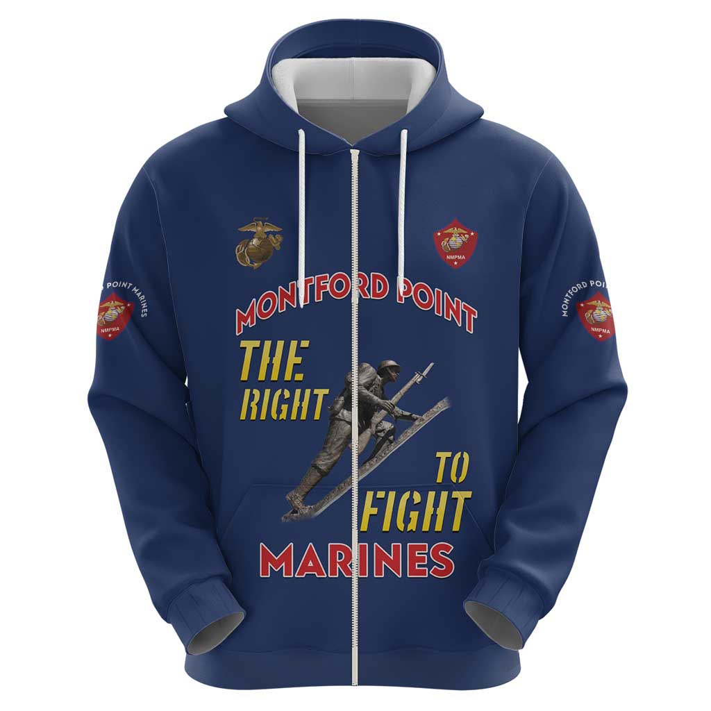 Montford Point Marines Hoodie The Right To Fight - Blue LT15