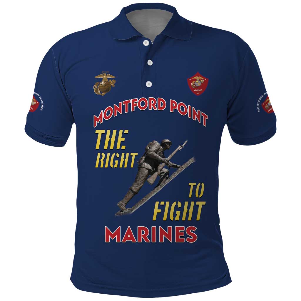 Montford Point Marines Polo Shirt The Right To Fight - Blue LT15