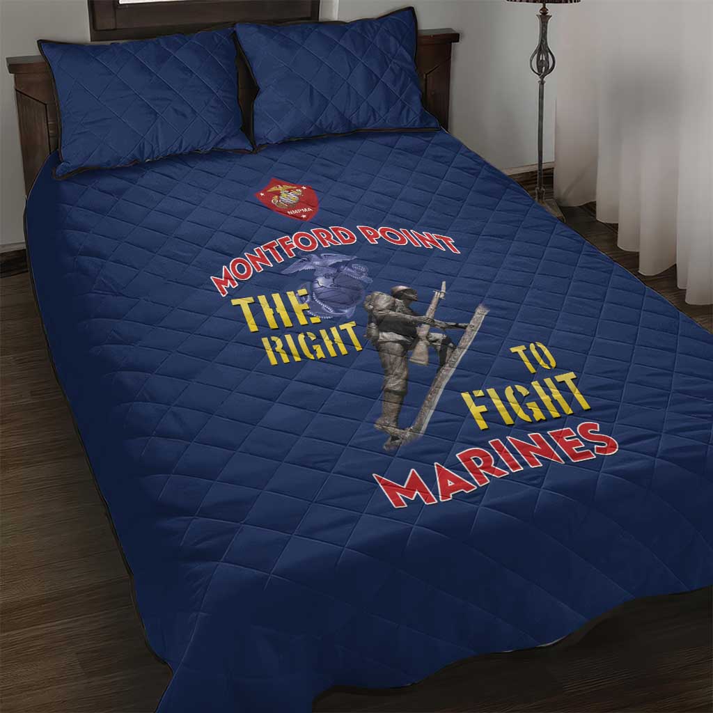 African American Heroes Quilt Bed Set Montford Point Marines - Blue LT15
