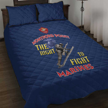 African American Heroes Quilt Bed Set Montford Point Marines - Blue LT15