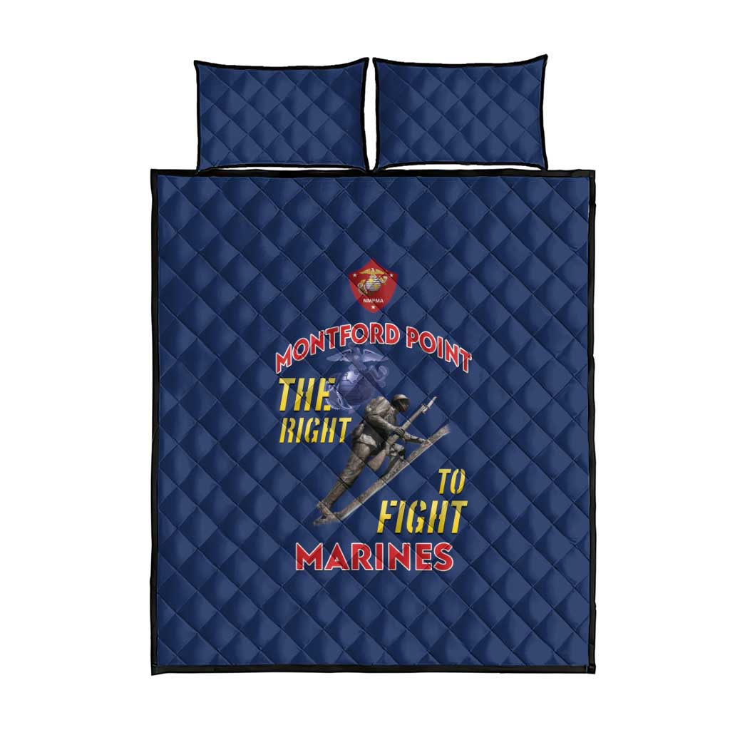African American Heroes Quilt Bed Set Montford Point Marines - Blue LT15