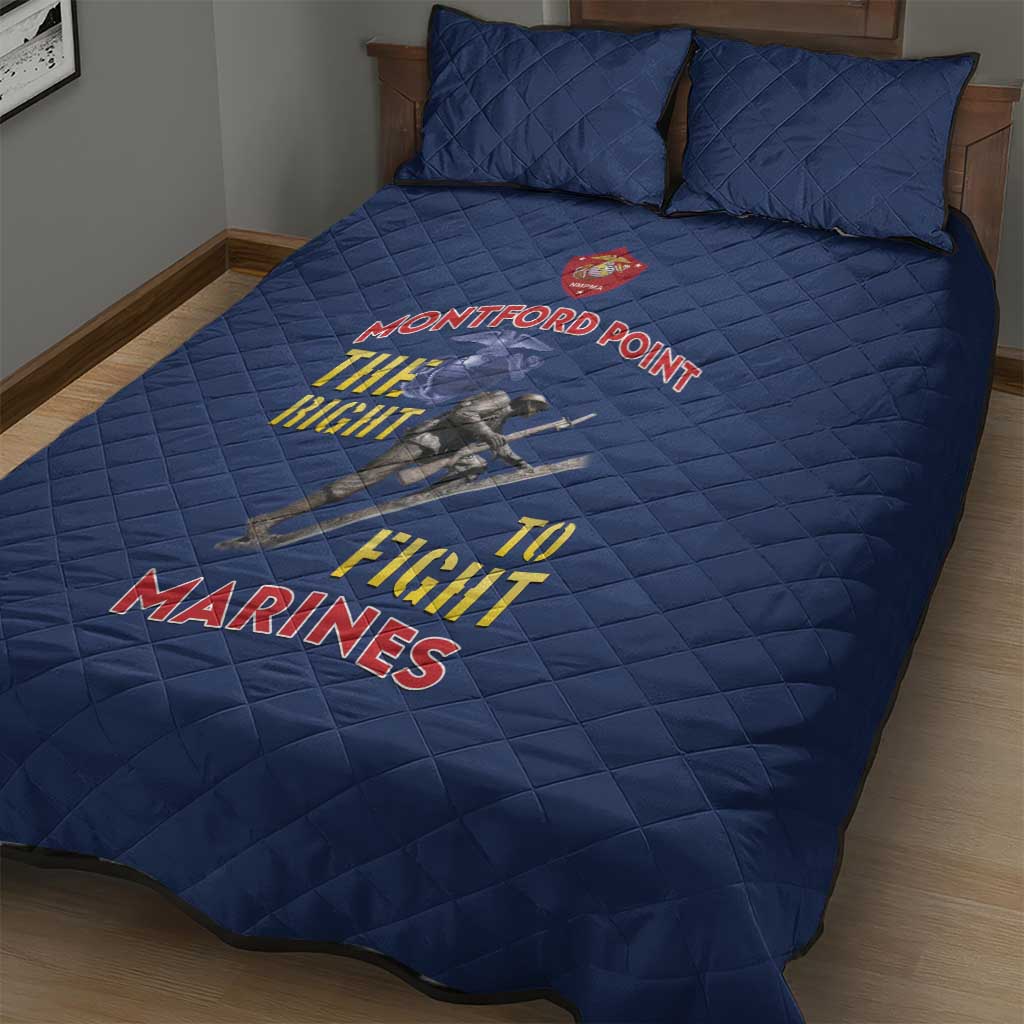 African American Heroes Quilt Bed Set Montford Point Marines - Blue LT15