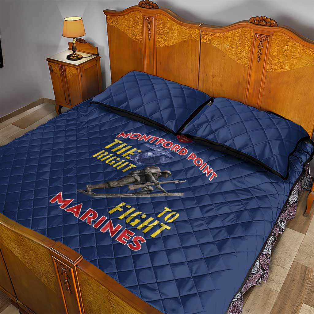 African American Heroes Quilt Bed Set Montford Point Marines - Blue LT15