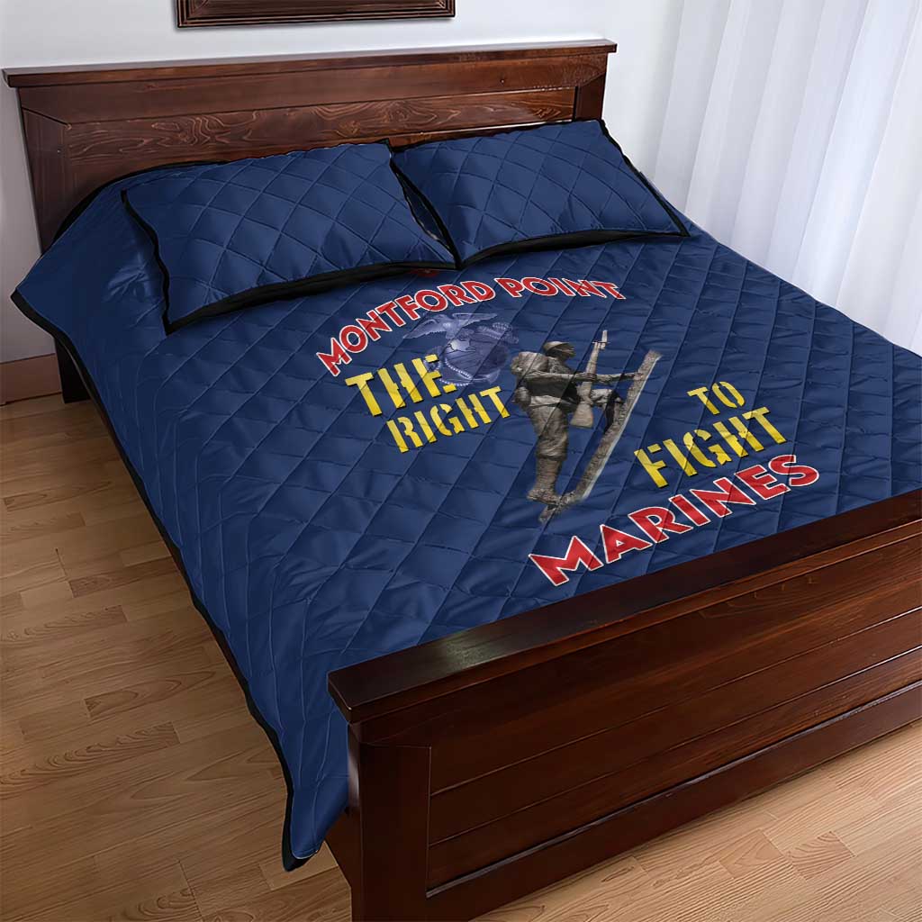 African American Heroes Quilt Bed Set Montford Point Marines - Blue LT15