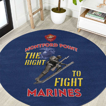 African American Heroes Round Carpet Montford Point Marines - Blue LT15