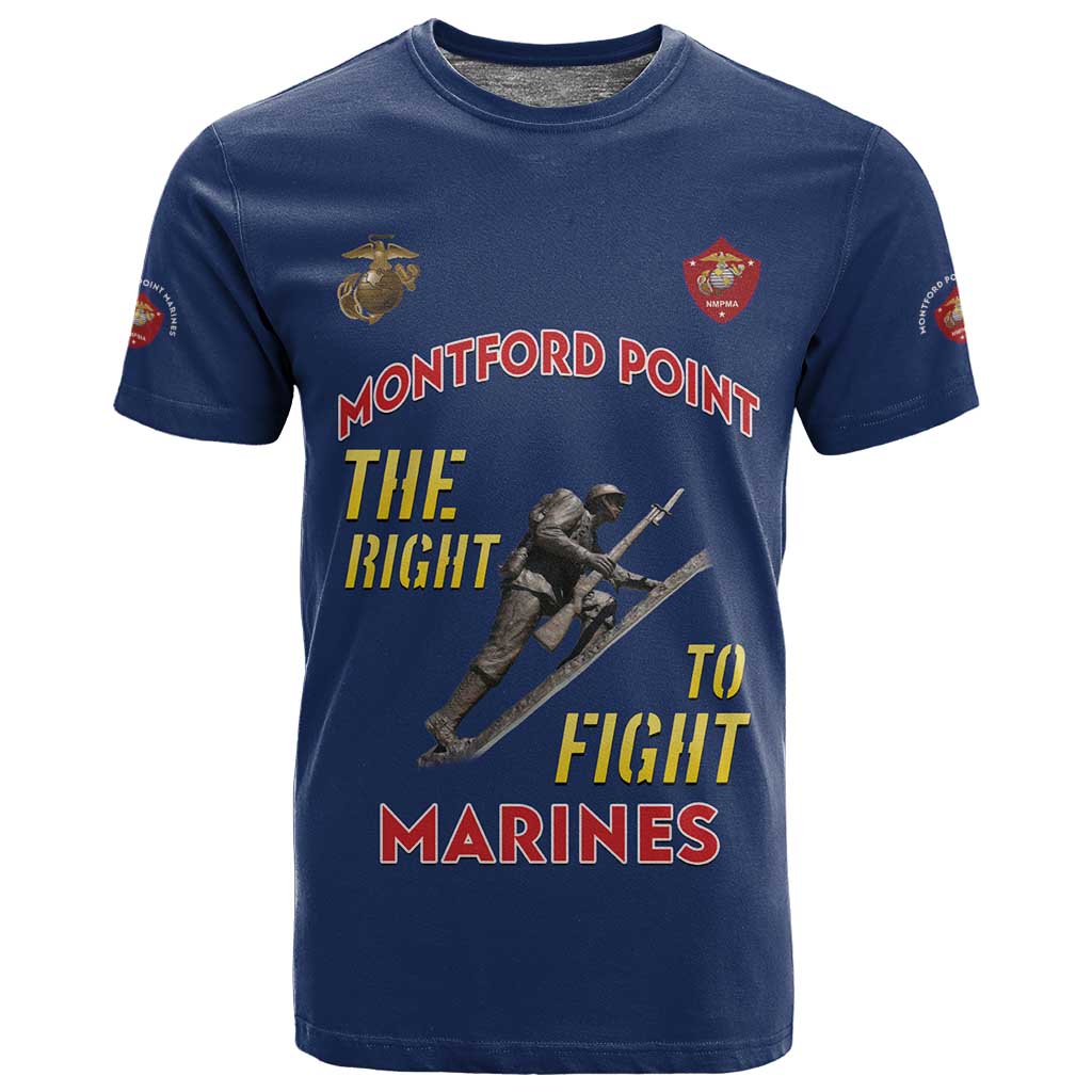 African American Heroes T shirt Montford Point Marines - Blue LT15