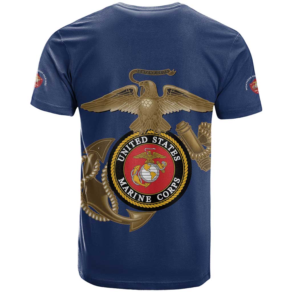 African American Heroes T shirt Montford Point Marines - Blue LT15