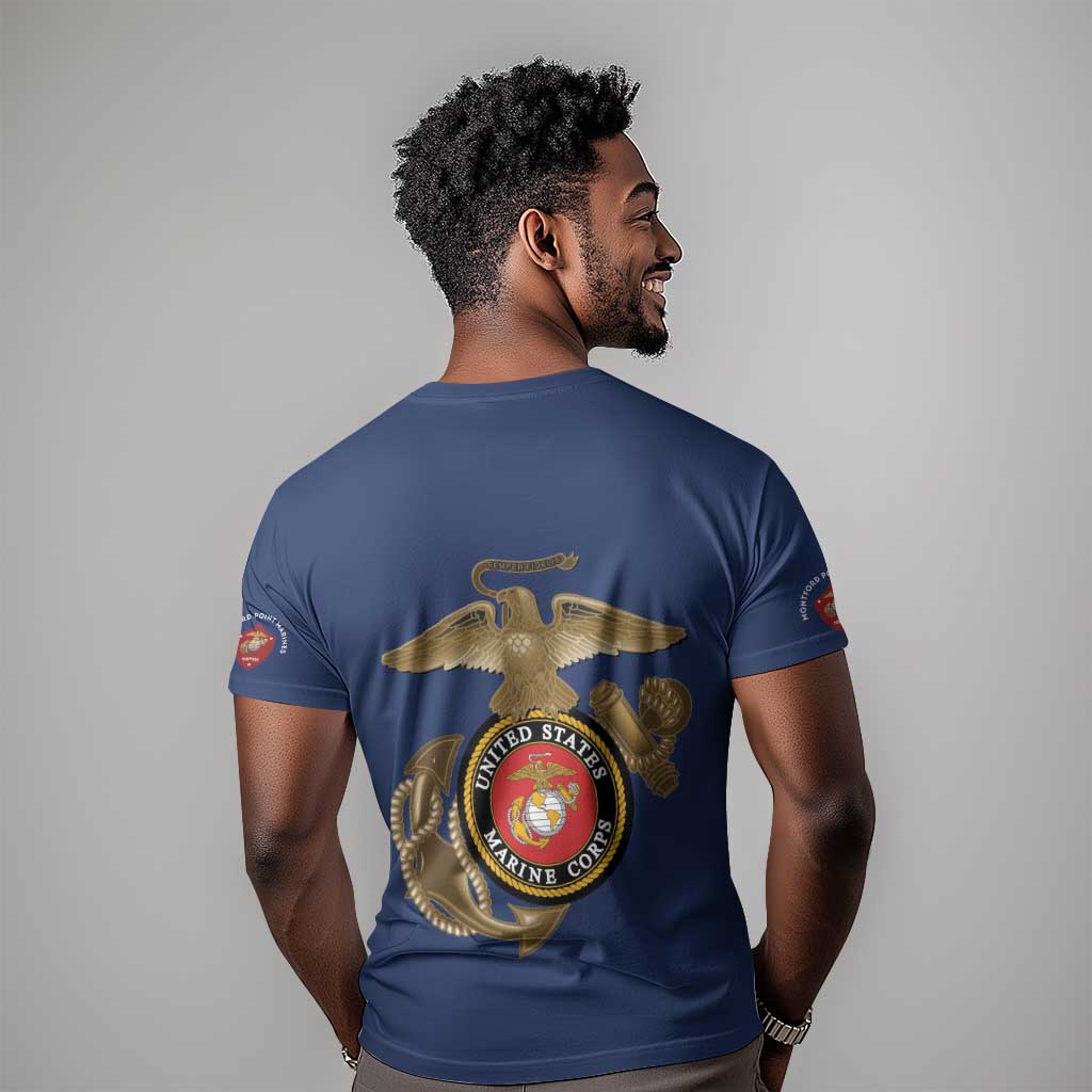 African American Heroes T shirt Montford Point Marines - Blue LT15