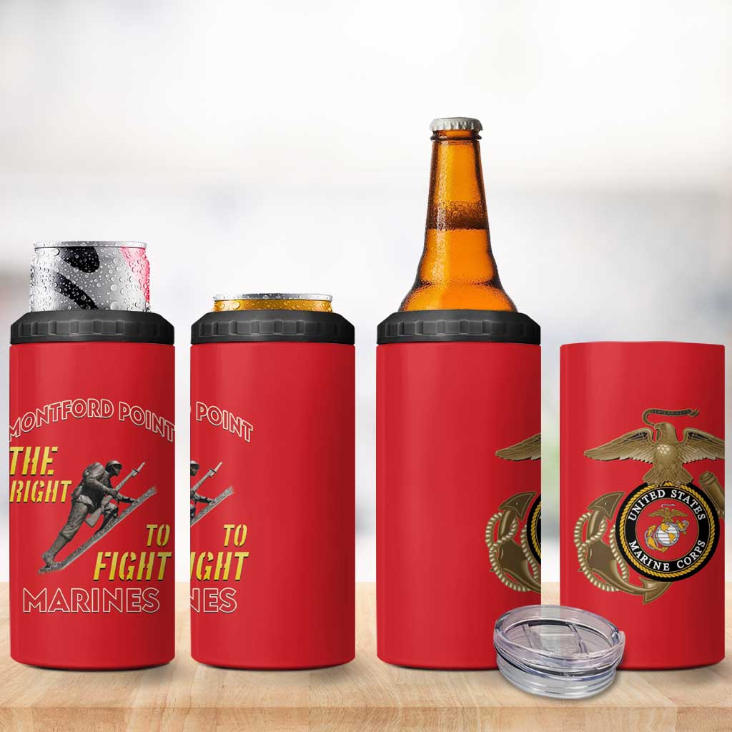 African American Heroes 4 in 1 Can Cooler Tumbler Montford Point Marines - Red LT15