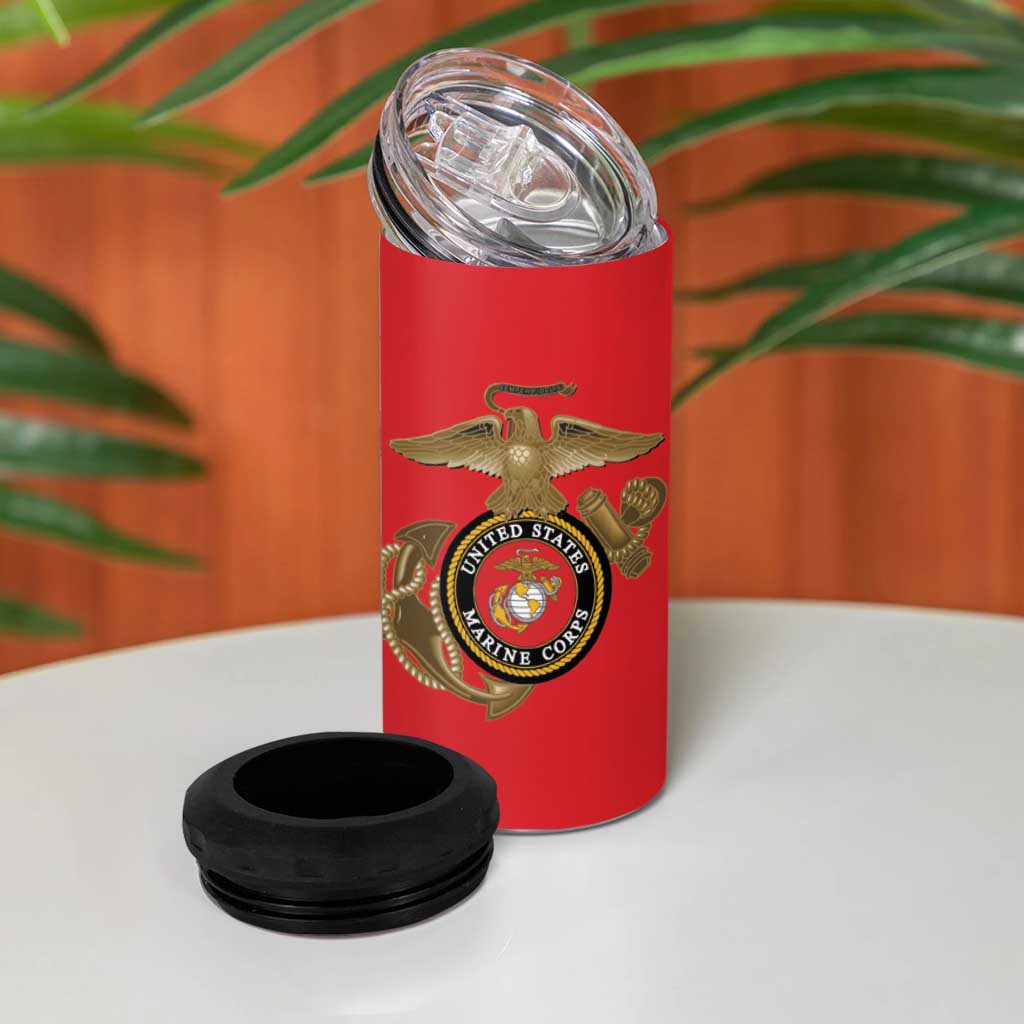 African American Heroes 4 in 1 Can Cooler Tumbler Montford Point Marines - Red LT15