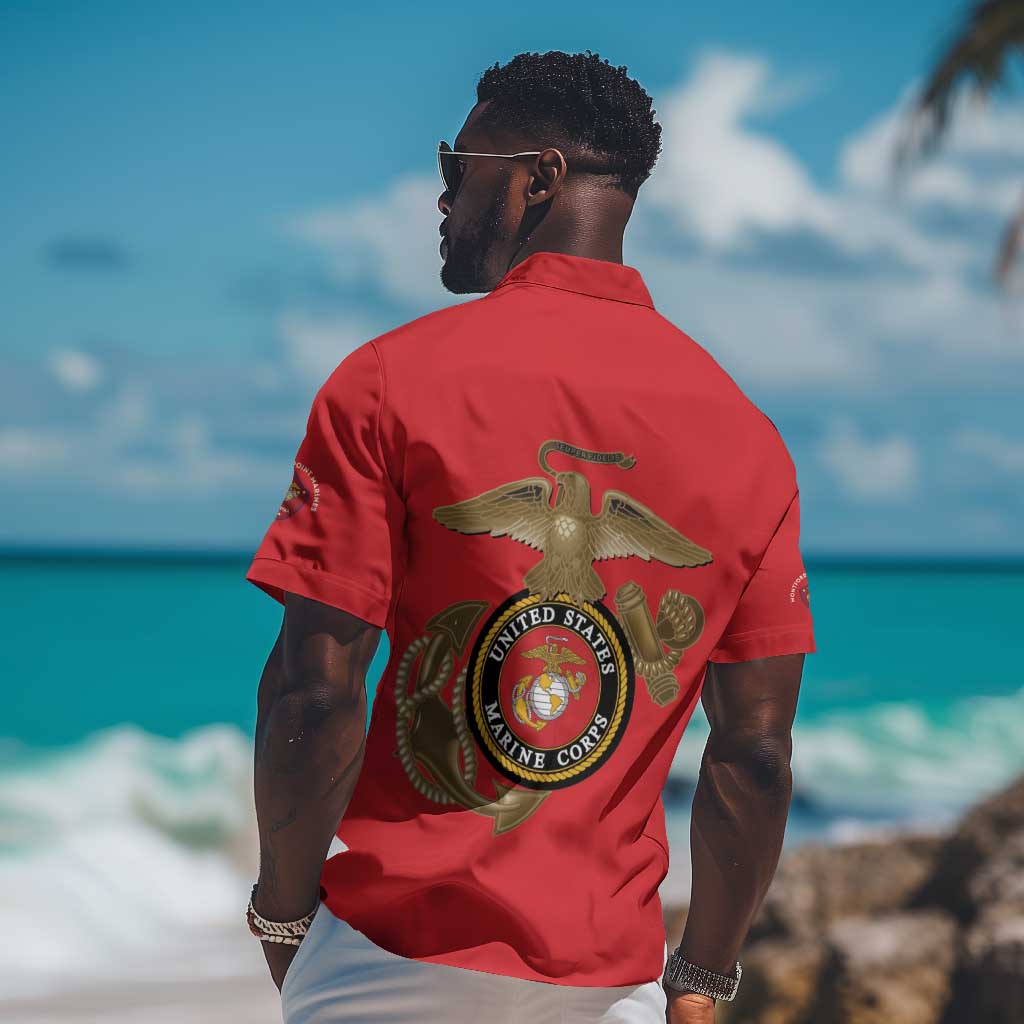 African American Heroes Hawaiian Shirt Montford Point Marines - Red LT15