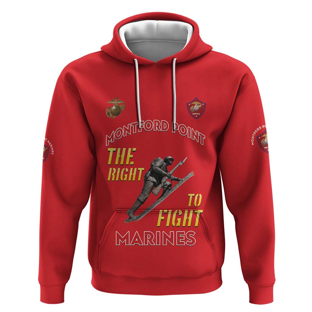 Montford Point Marines Hoodie The Right To Fight - Red LT15