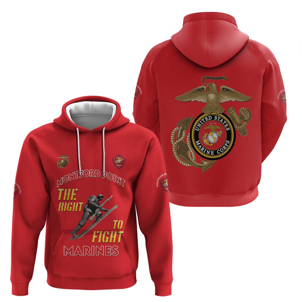 Montford Point Marines Hoodie The Right To Fight - Red LT15