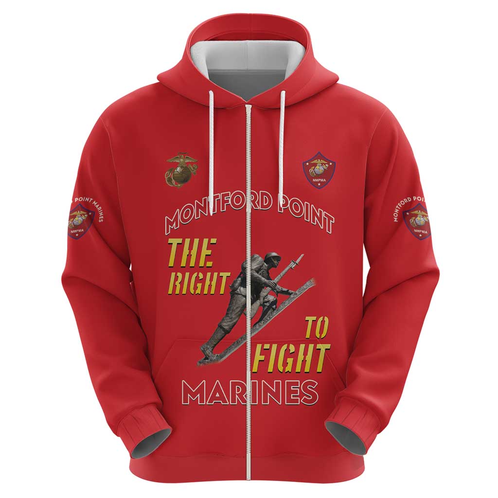 Montford Point Marines Hoodie The Right To Fight - Red LT15