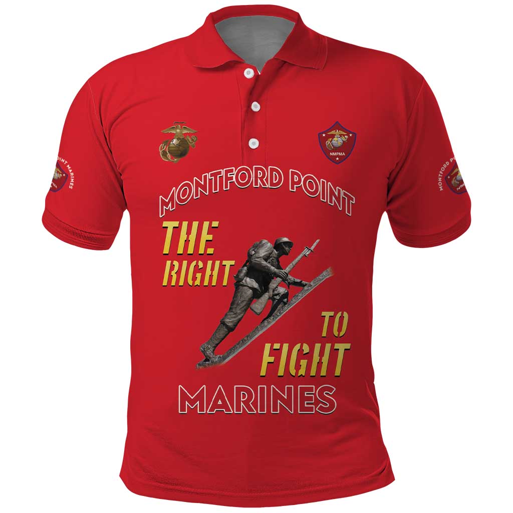 Montford Point Marines Polo Shirt The Right To Fight - Red LT15